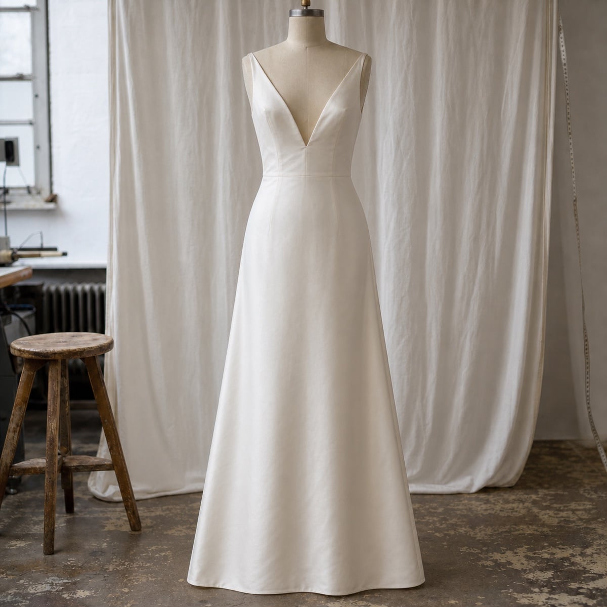 Brautkleid nach der Anpassung (KI-generierte Illustration)